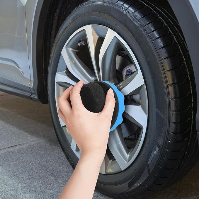 2 Pack Large Tire Shine Applicator Pad, Tire Hex Grip Applicator, Reusable Car Cleaning Supplies After Car Wash