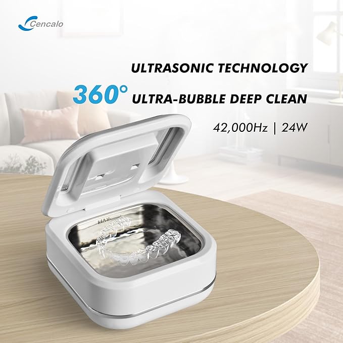 FSA HSA Eligible | 2-in-1 Ultrasonic & U-V Dental Cleaner, 42kHz Deep Cleaning Machine with Digital Timer, 180ml Pod for Retainers, Aligners, Mouth Guards | Viewing Port