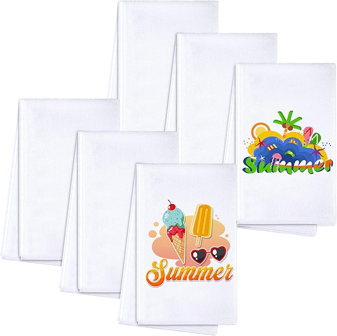 Patelai 6 Pieces Sublimation Dishtowel Absorbent Multi Purpose Kitchen Dish Towels Blank DIY Dishcloth Bathroom Towel for Fall Christmas Kitchen Home Decor,16 x 24 Inch