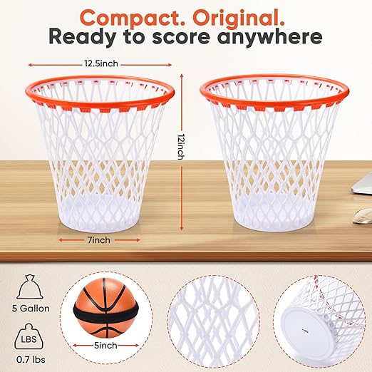Basketball Trash Can - 1 Zippered Shooting Balls™ - Perfect Basketball Gift - Boys Room Decor - Kids Bedroom Wastebasket - Easter basket for Dorm or Home Office - Carbage Can Sport party -Size 12"x12"