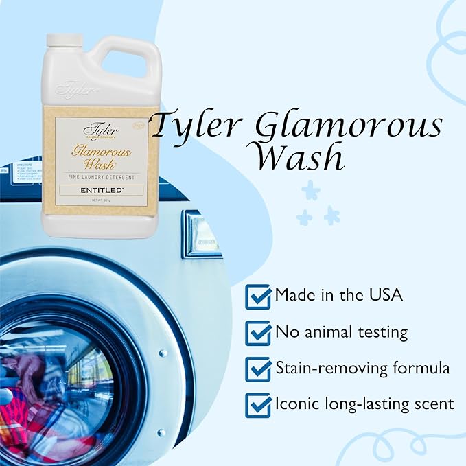 Tyler Glamorous Wash Entitled Fine Laundry Detergent with a Lumintrail Stain Remover Pen and Dryer Sachets - Liquid Detergent Designed for Clothing - Hand and Machine Washable - 32oz (Entitled)