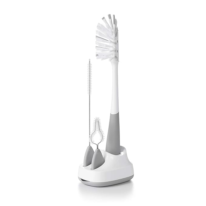 OXO Tot Water Bottle and Straw Cup Cleaning Set Brush Set - Gray & OXO Tot Dishwasher Basket, Gray