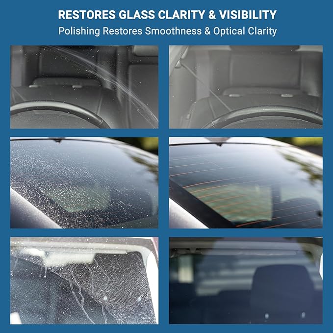 Glass Polish 21003 DIY Windshield Polishing Kit for Electric Drills - Restore Clarity to Windshields and Auto Glass Surfaces