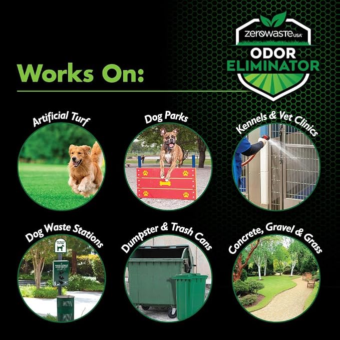 ZERO WASTE USA Odor Eliminator Ultra Concentrate - Commercial Strength Enzyme Cleaner - Eliminates odors from Any Organic Matter - Made in USA - Makes up to 128 Gallons (4 Gallons)