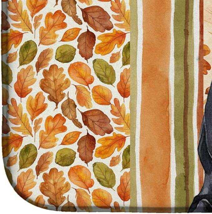 Caroline's Treasures Black Whippet Heirloom Fall Dish Drying Mat Absorbent Dish Drying Mat Pad for Kitchen Counter Dish Drainer Mat for Countertop, 14 x 21", Multicolor