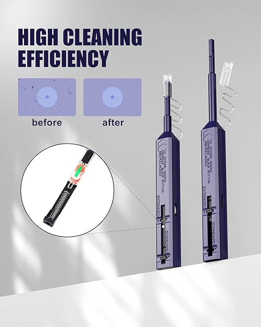 One Click Fiber Cleaner Pen, SC/FC/ST Fiber Optic Cleaning Pen, 2.5mm Ferrule Connectors Fiber Cleaner Over 800 Times with Added Protection Case