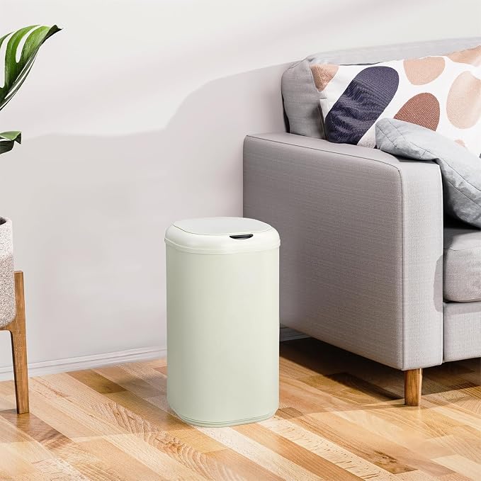 GAOMON 8 Gallon/30L Motion Sensor Trash Can, Touchless Automatic Stainless Steel Garbage Bin with Lid for Bathroom, Living Room, Home Office, Beige