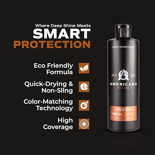 Tire & Trim Conditioner (16 fl. oz) – Water-Based Non-Sling Shine & Protectant for Rubber & Plastic, Restores Faded Surfaces, Eco-Friendly, Made in USA, Professional Grade