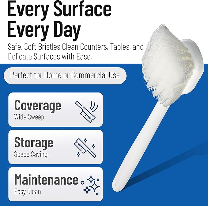 CFS 36620L00 Flo-Pac Plastic Handle Utility Scrub Brush, Nylon Bristles, 20" Length, 2" Bristle Trim, White, 1 Count