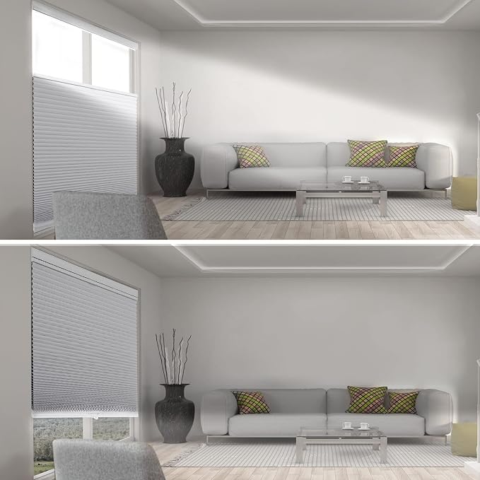 MYshade Top Down Bottom Up Shade Cordless Cellular Shades Blackout Blinds for Indoor Windows Room Darkening Window Blinds & Shades Easy to Install 32" W X 72" H (White)