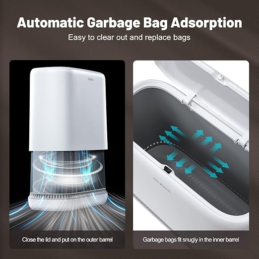 MOPALL 3.5 Gallon Motion Sensor Trash Can Automatic Touchless +3.3 Gallon Slim Garbage Can with Press-Top Lid