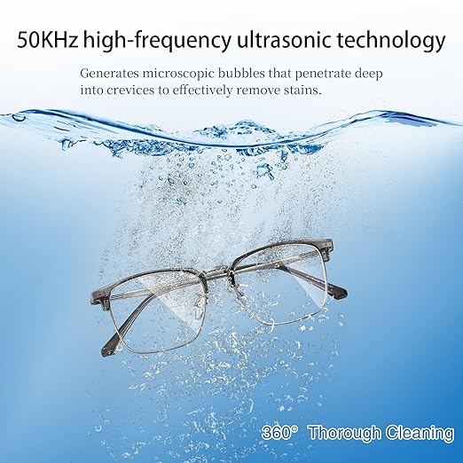 Ultrasonic Jewelry Sunglasses Cleaner Machine with Digital Timer, 5 Time Cleaning Modes, 50 Khz Sonic Jewelry Cleaner for All Jewelry Ring Eyeglass Etc, White