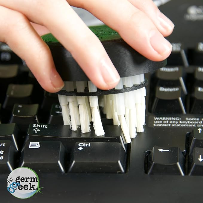 Germ Geek Keyboard & Electronics Cleaning Kit | Patented Precision Brush | Multi-Purpose Tool for Laptop Phone & AirPods | USA-Made, Eco-Friendly & Safe Computer Cleaner