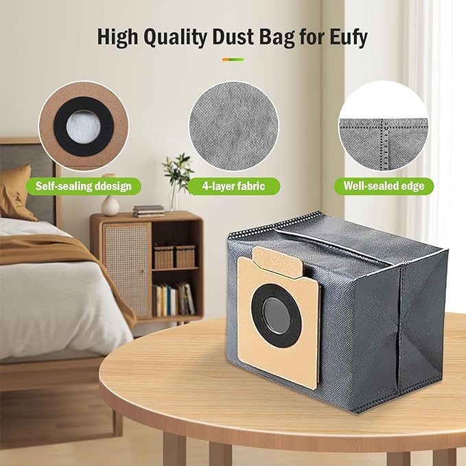 Pure Realm12 Pack Replacement Dust Bags Compatible with Eufy Clean X8 Pro X10 Pro Omni Robot Vacuum Self-Empty Station，Large Capacity Disposable Replacement dust Bag Accessory