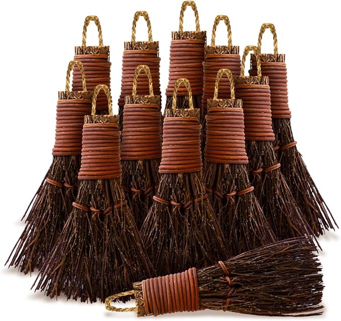 Cinnamon Broom - Cinnamon Scented 6in (12 Pack) Mini Broomsticks - Decorative Broom for Door Protection