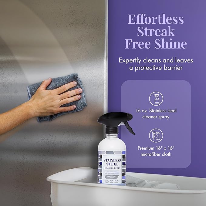 Therapy Clean Stainless Steel & Wood Cleaner Kit Bundle – Includes Microfiber Cloths