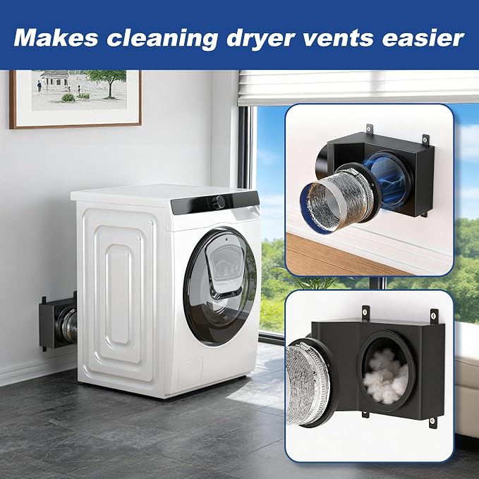 Magnetic Dryer Vent Connector Kit, 90 Degree Magnetic Dryer Vent Strong Magnet Dryer Vent Adapter Airtight Seal Quick Connect Disconnect Easy to Clean Flexible Hose 4" Exhaust Duct with Clamp Screws