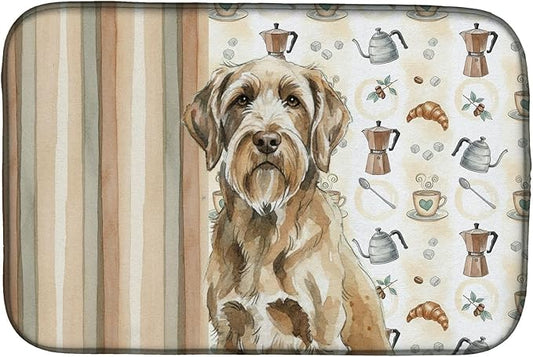 Caroline's Treasures Spinone Italiano Coffee Bar Dish Drying Mat Absorbent Dish Drying Mat Pad for Kitchen Counter Dish Drainer Mat for Countertop, 14 x 21", Multicolor
