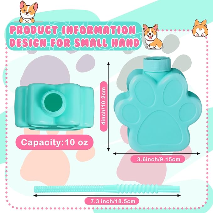 Sratte 12 Pieces 10 oz Dog Paw Cups for with Straw and Lid Dog Theme Birthday party Plastic Puppy Paw Print Drinking Cups for Pet Theme Party Supplies Decorations