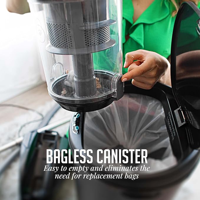 OVENTE Bagless Canister Vacuum Cleaner with 3L Dust Cup, Powerful Suction, Telescoping Wand, Retractable Cord and Accessories, 1400W Lightweight Cleaning Machine for Carpet & Hard Floor, Black ST2620B