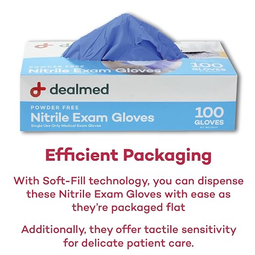 Dealmed Nitrile Exam Gloves – 100 Count Small (Pack of 1) Disposable, Non-Irritating, Latex Free, Multi-Purpose for First Aid Kit, Medical Facilities & More