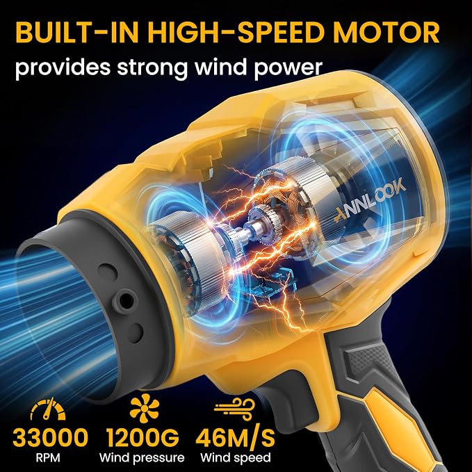 Cordless Leaf Blower Compatible with Dewalt 20V MAX Battery, 33000RPM CVT Mini Handheld Leaf Blower, Lightweight Blowers for Lawn Care, Yard, Blowing Snow, Leaves, Car Vacuum (Battery Not Included)