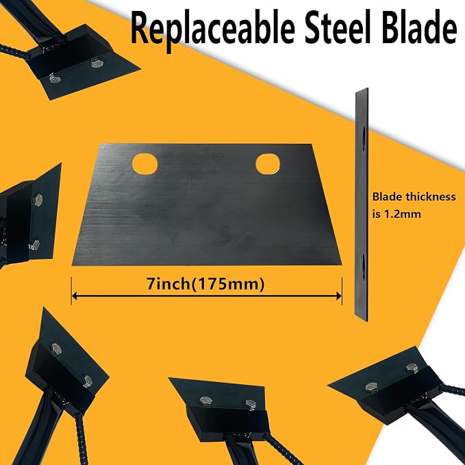 Black Color Heavy Duty Spring Steel Concrete Floor Scraper with 50" Long Length T-handle and Foot kick-Replaceable Steel Blade. (floor scraper)