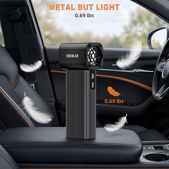 Electric Air Duster 160W, Metal Body 150000RPM Compressed Air Duster, 29.6Wh Rechargeable Cordless Mini Blower, 18W Fast Charging 4-Speed Electric Duster Dust Blower for PC, Keyboard, Car, Home