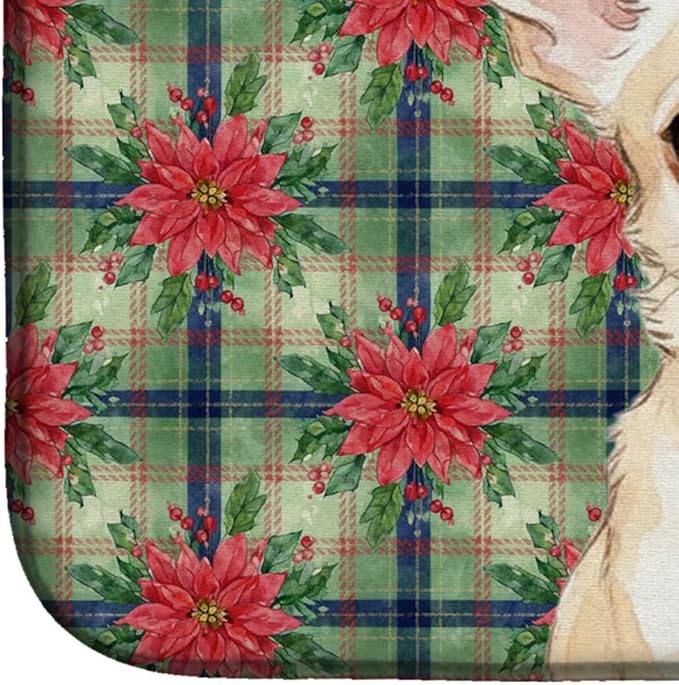 Caroline's Treasures Cream Chihuahua Christmas PoinsettIas Dish Drying Mat Absorbent Dish Drying Mat Pad for Kitchen Counter Dish Drainer Mat for Countertop, 14 x 21", Multicolor