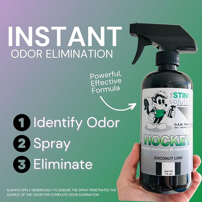 The Stink Solution Unscented Hockey Odor Eliminator For Strong Odor: Quickly Banish Sweat & Body Odor From Hockey Gear, Skates, Hockey Bags, Gloves, & More! Safe Hockey Deodorizer - 16 oz & 4 oz