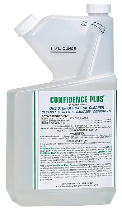 MSA 10009971 Confidence Plus 2 - Liquid Germicidal Cleaner, Makes up to 32 Oz of Sanitizer, Effective Against Viruses & Bacteria, Disinfects PPE & Respiratory Equipment, Quaternary Ammonium Base