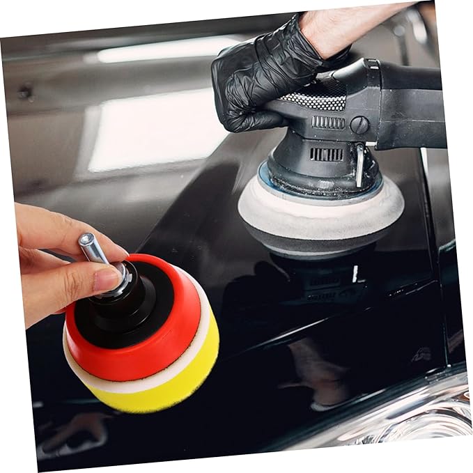 ULTECHNOVO 1set Self-Adhesive Polishing Pads for Drill Buffing Wheel Kit for Car Waxing Includes Variety of Buffing Sponges and Flat Waxing Pads Auto