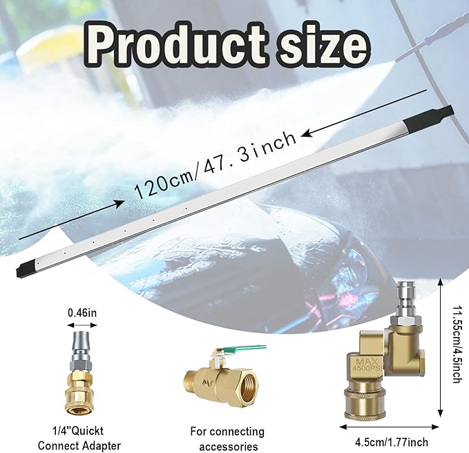 47 Inch Car Radiator Cleaning Wand, Radiator Cleaner Wand for Automotive Radiators, Condensers, Hvac & Heavy Machinery, Max 4500PSI Pressure Washer, Dual-Use Water/Air