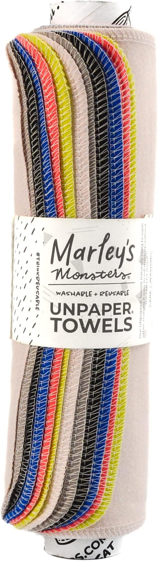 Marley's Monsters UNpaper Towels - 12 Count roll, Reusable Paper Towels Cotton, Tree Free (Cosmo)