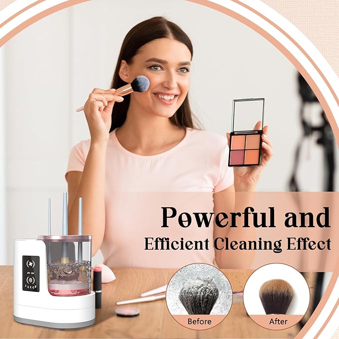 Electric Makeup Brush Cleaner, 3 in 1 Automatic Make up Brush Cleaner and Dryer, Portable Make up Brush Cleaner Cleanser Machine with Multi-size Slots for All Types of Makeup Brushes, Eyeshadow Brush