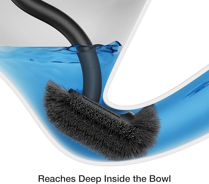 Toilet Cleaner Brush, Diveotree Toilet Brush and Holder for Dead Corner Cleaning, Wall Mounted Toilet Bowl Brush for Bathroom Decor, Toilet Scrubber Brush for Home/Hotel (Black, Round-1pack)
