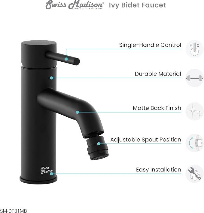 Swiss Madison Well Made Forever SM-DF81MB Ivy Bidet Faucet in Matte Black
