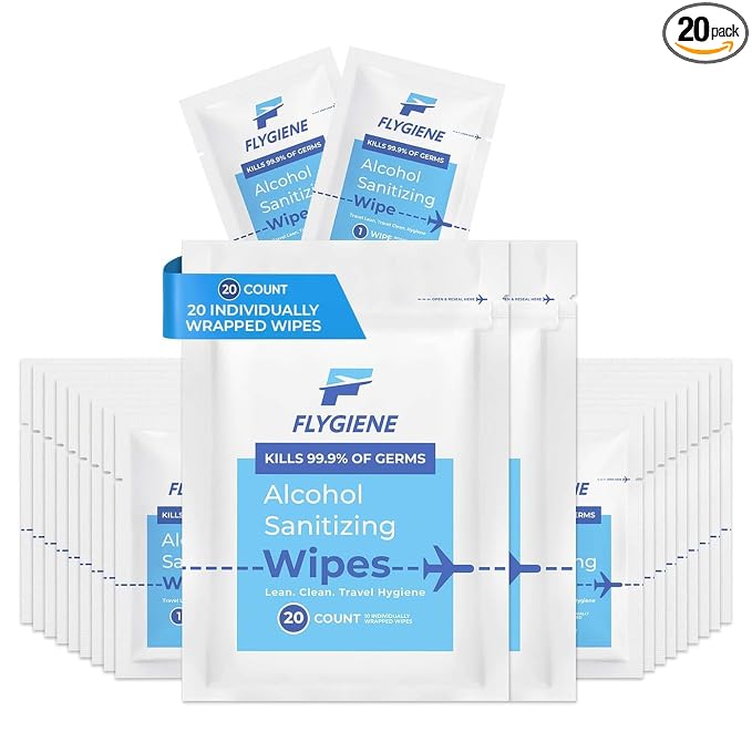 Travel Sanitizing Wipes (20 Count (2 Packs of 10))