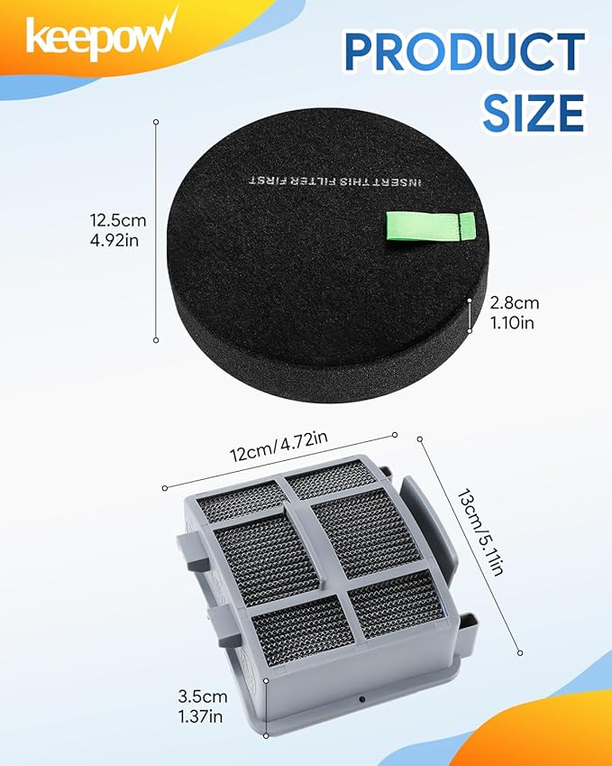 KEEPOW 39883 3418 3774F Filter Compatible with Bissell SurfaceSense 3418 3415 MultiClean 39883 3774F 3409 3774 3774G 3775 3404 3402 PowerLifte Upright Vacuums, Part #1635630 1603437 1635629, 2+1 Pack