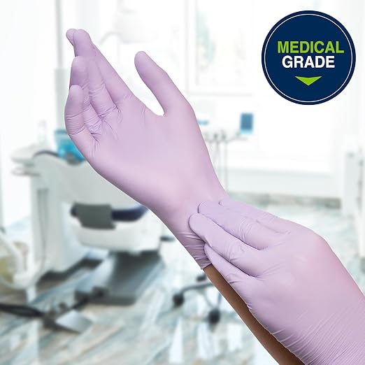 HALYARD LAVENDER NITRILE Exam Gloves, 3.1 mil, 9.5 Inches, Lavender, Medium, Box of 250 - Powder-Free, Non-Sterile Disposable Gloves