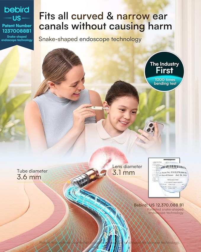 Bebird Earsight Ultra Ear Wax Removal Kit,2K HD Visual Ear Cleaner with Camera,FSA/HSA Eligible Flexible Ear Camera with 90-Minute Battery & Enhanced Light,Ear Cleaning Tool for Adults & Kids
