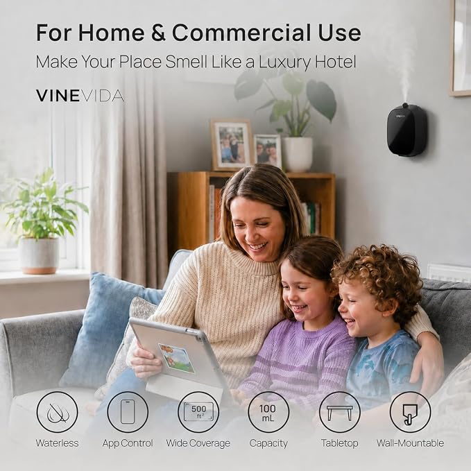 VINEVIDA Wall Mount Diffuser | Cold Air Diffusion Technology | Portable and Easy Installation | Covers up to 500 ft²
