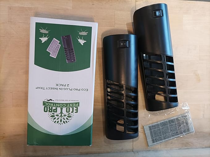 Large Plug in Insect Trap by EcoPro Pest Control, UV Light Plug in Bug Trap | Quiet Indoor Flying Insect Trap, No Toxic Chemicals | Electronic Fly Trap Comes with 4 Refills (2 Devices - 4 Refill Pack)