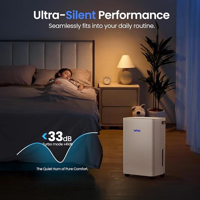 30 Pints Smart Dehumidifier with WiFi App, for Home & Bedroom Up to 2,000 Sq. Ft., Ultra Quiet with Child Lock & Laundry Dry, 1.6L Tank & Continuous Drain Hose
