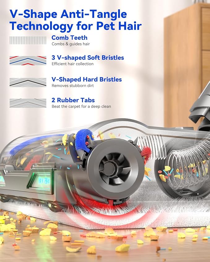 H9 Cordless Vacuum Cleaner, 700W 58kPa 90 Mins Runtime Stick Vacuum, Self-Standing Wireless Vac with 6 Green LEDs, Anti-Tangle Brush for Home, Pet Hair, Carpets & Hard Floor