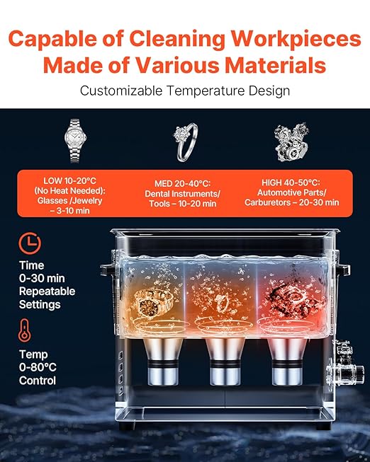 VEVOR 10L Ultrasonic Cleaner, Professional 180W Ultrasonic Cleaner Machine with Digital Display and Cleaning Basket, 40kHz Stainless Steel Cleaning Machine Ideal for Jewelry, Coins, Watches, Razors
