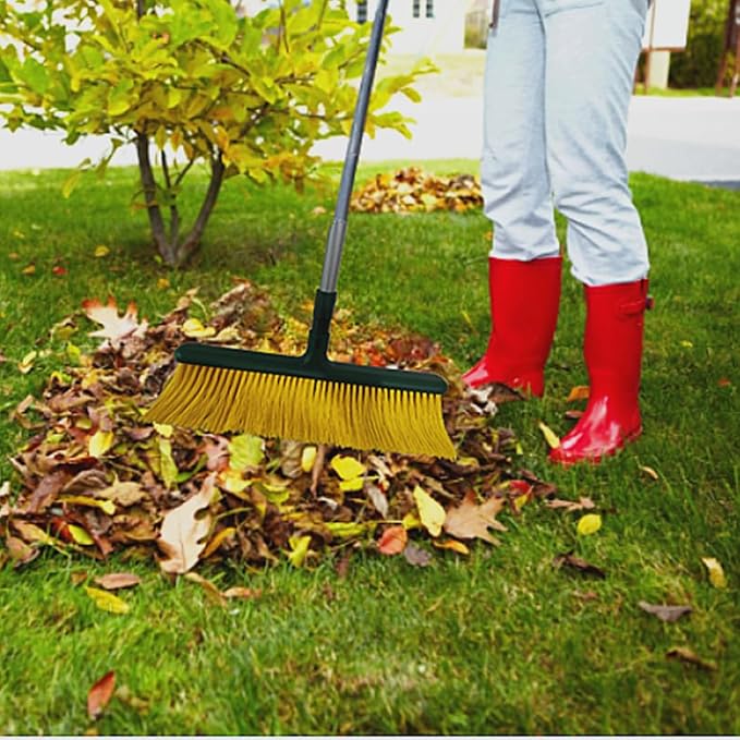 LRB4419 Leaf Turf Broom 16" W x 55"+5-in-1 Foldable All-in-One Broom, Dustpan, Pet Hair Roller, Squeegee & Wire Brush