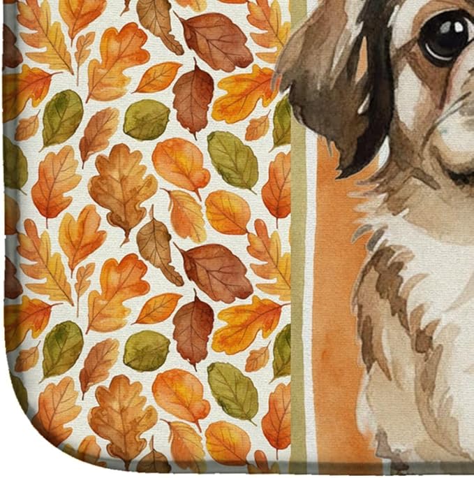 Caroline's Treasures Sable Pekingese Heirloom Fall Dish Drying Mat Absorbent Dish Drying Mat Pad for Kitchen Counter Dish Drainer Mat for Countertop, 14 x 21", Multicolor