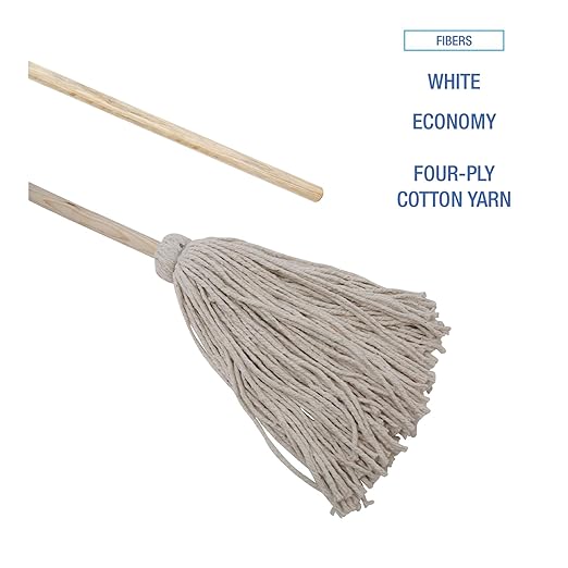 Boardwalk BWK124C Deck Mop; 54" Wooden Handle, 24oz Cotton Fiber Head (Pack of 6)