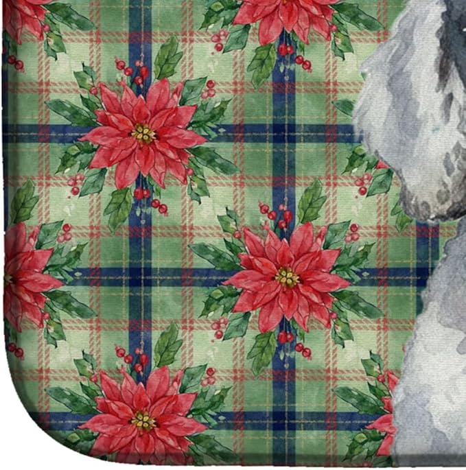 Caroline's Treasures Standard Silver Poodle Christmas PoinsettIas Dish Drying Mat Absorbent Dish Drying Mat Pad for Kitchen Counter Dish Drainer Mat for Countertop, 14 x 21", Multicolor
